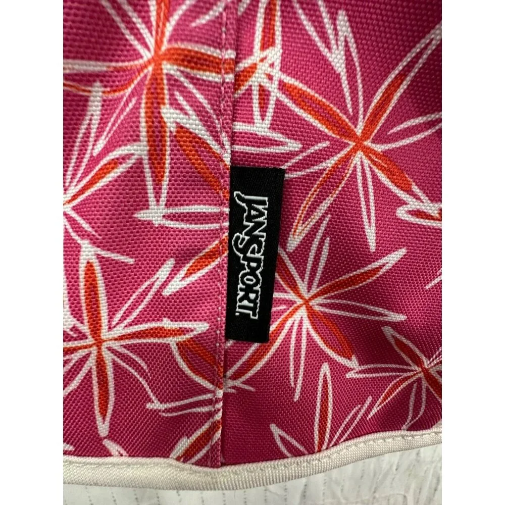 Jansport Messenger Bag Pink Canvas Floral Daisies Laptop Adjustable Strap Pocket